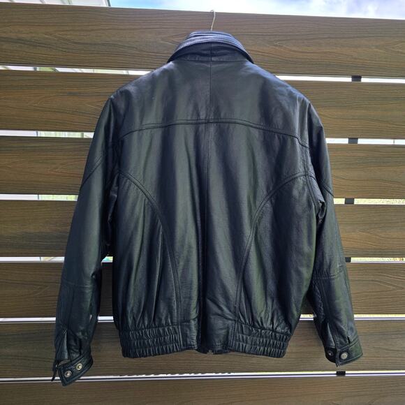 Sergio Vadducci Men's Black Leather Motorcycle Jacket Size Small Zip Snap - Picture 14 of 16